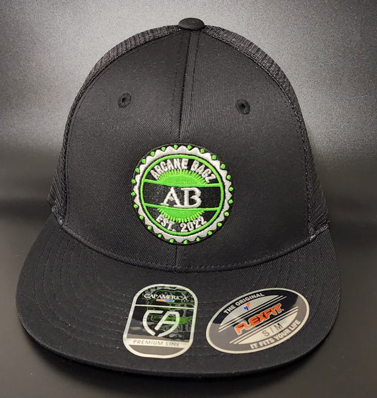 AB Hat - Black/Black Mesh with Arcane Bagz Logo - Embroidery Front